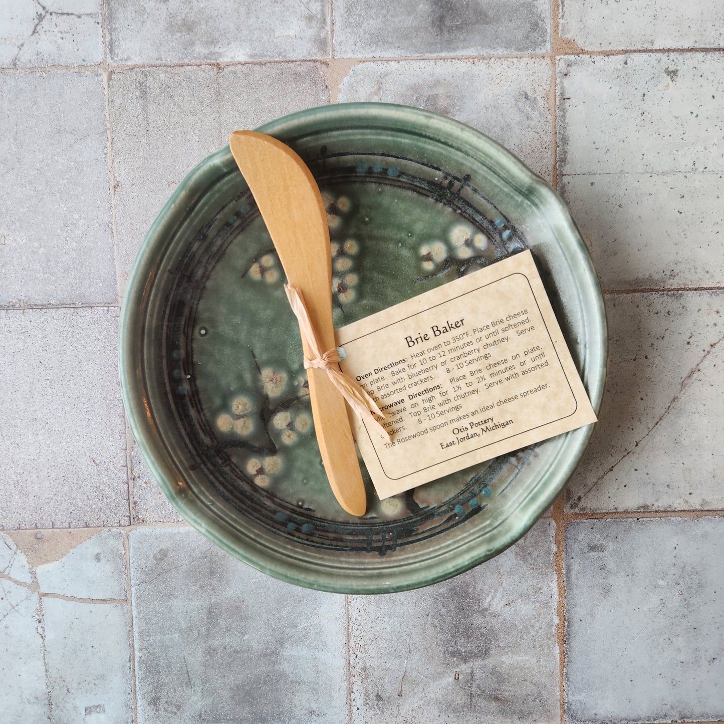 Brie Baker in Teal Cherry Blossoms by Otis Pottery