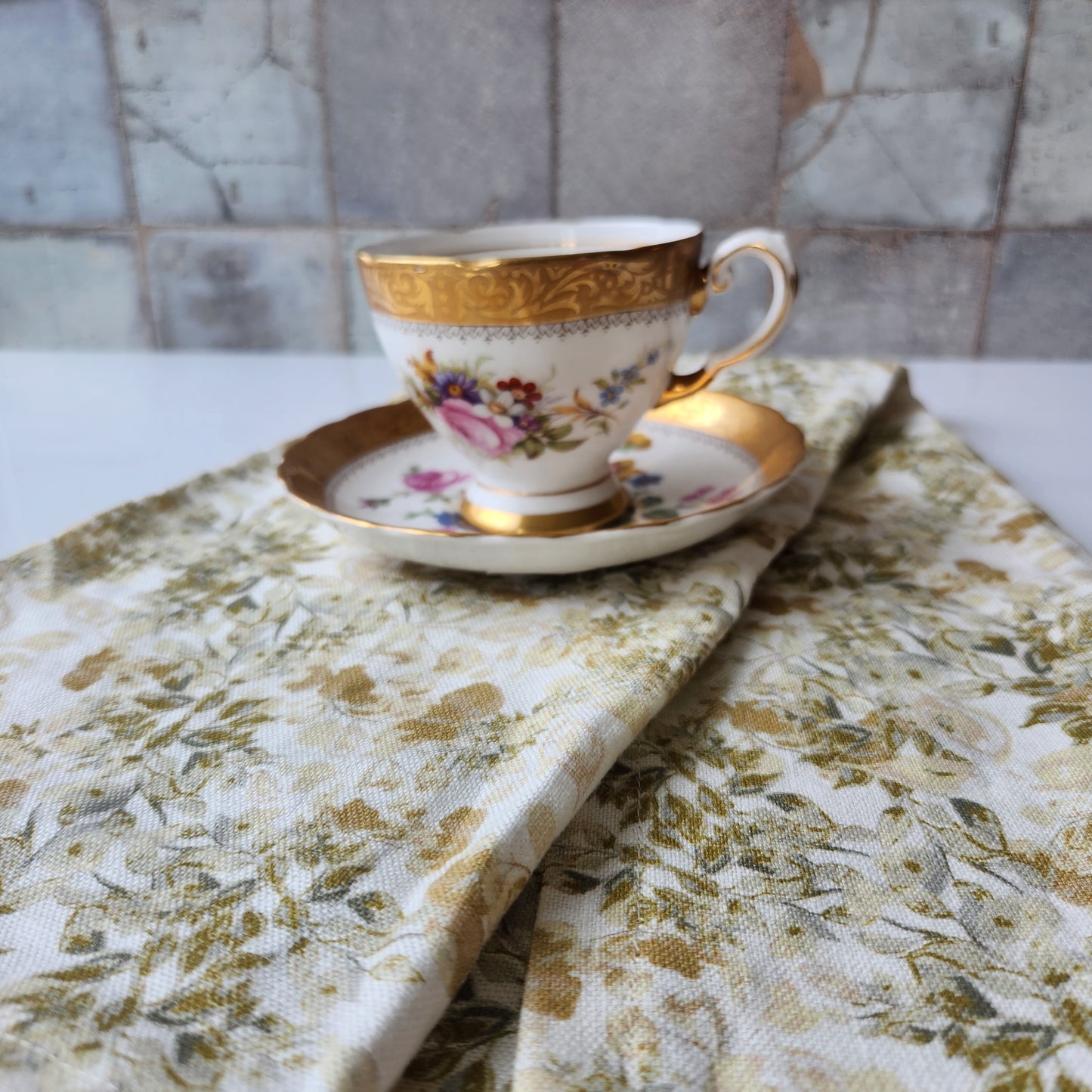 Linen Towel For Kitchen or bath "Summer Trellis" by Glass Muriel