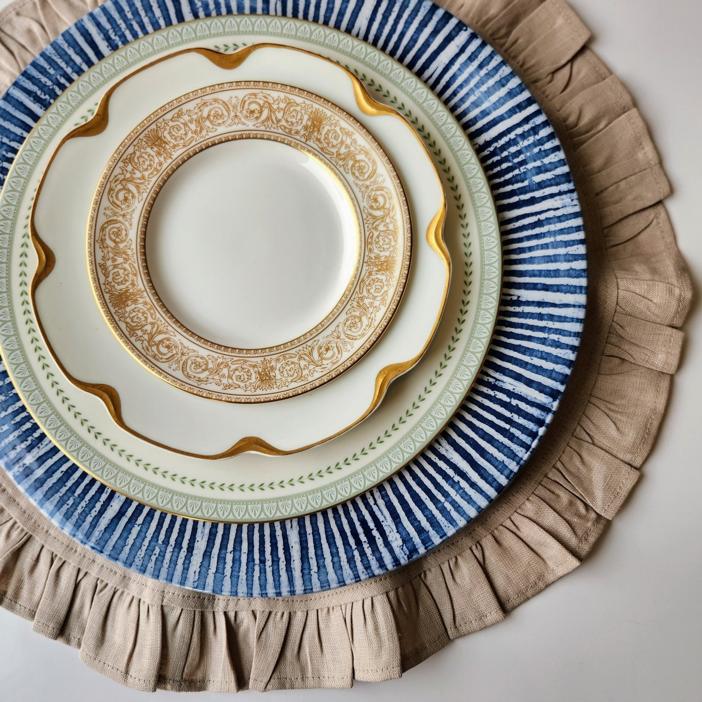 Striped Charger by Arte Italica & Crown Linen Designs