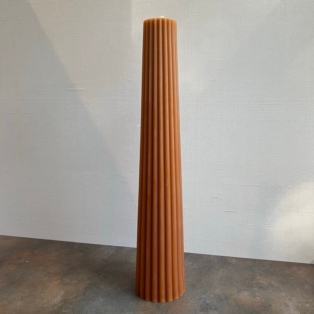 Fluted Pillar Beeswax Candle by Greentree Home Candle