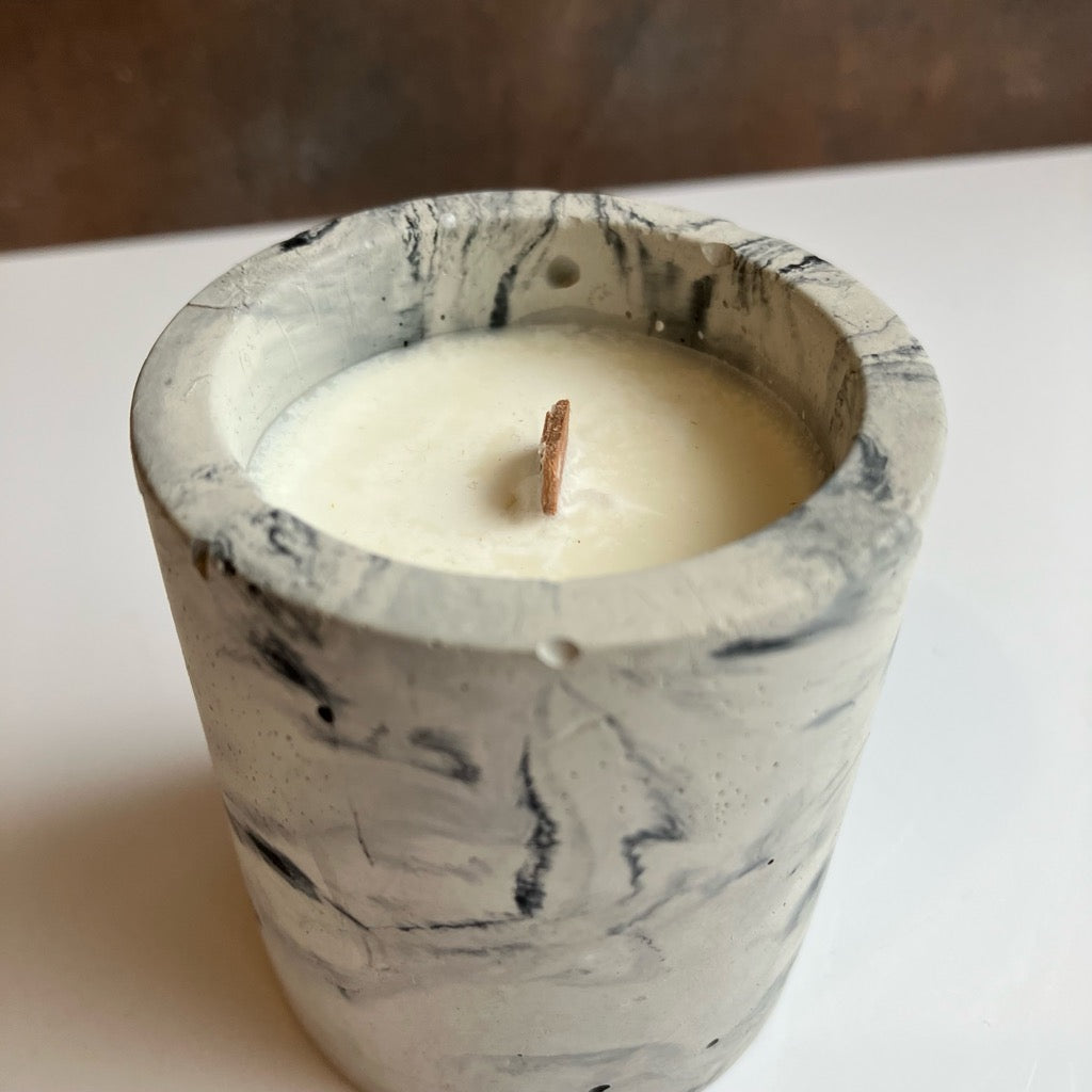 Midnight in Wildwood Candle in Concrete Vessel