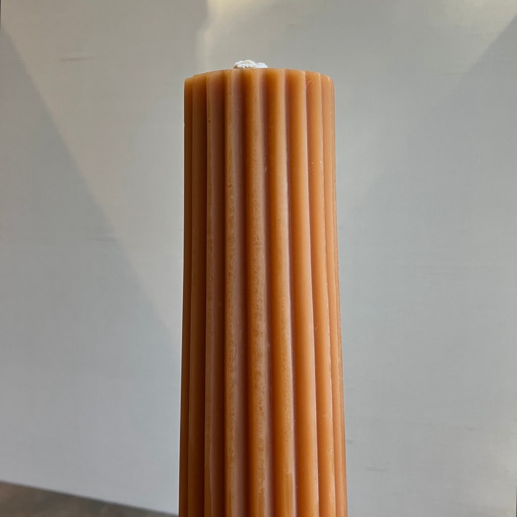 Fluted Pillar Beeswax Candle by Greentree Home Candle