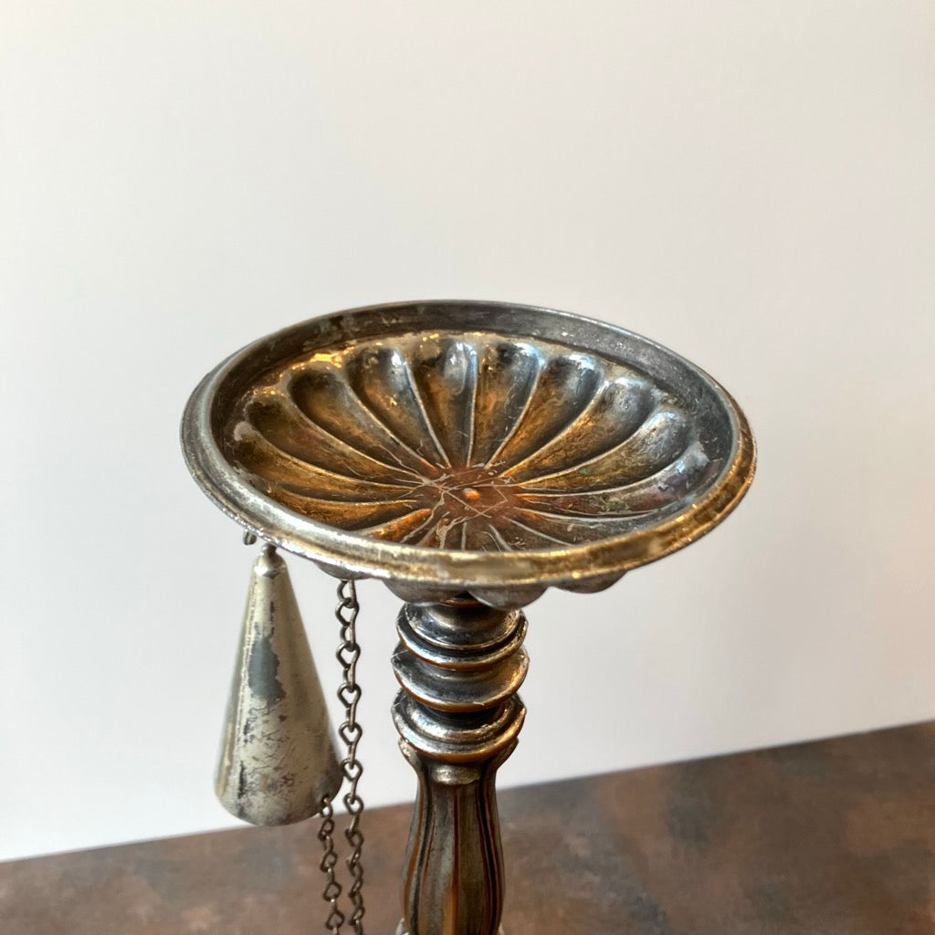 Dilly Metal and Wood Pillar Candle Holder with Snuffer