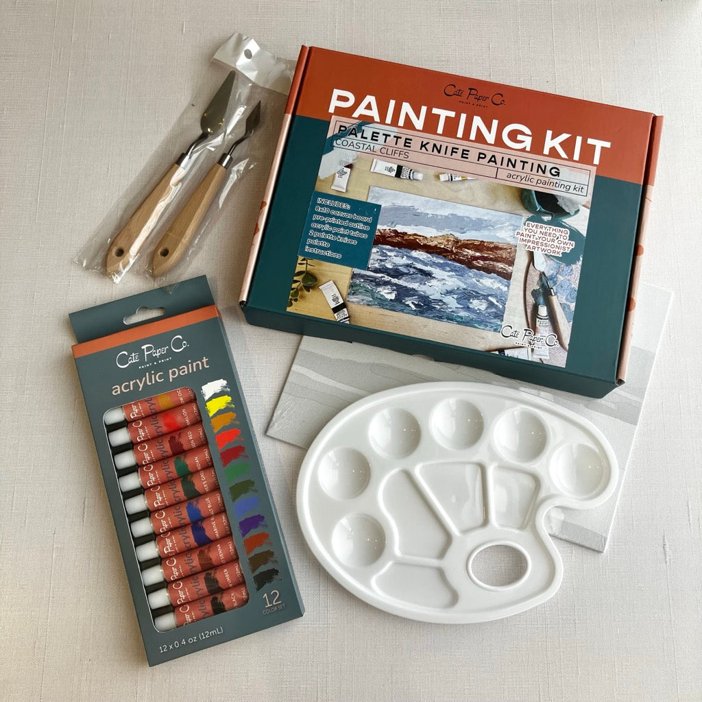Coastal Cliffs Palette Knife Painting Kit by Cate Paper Co.