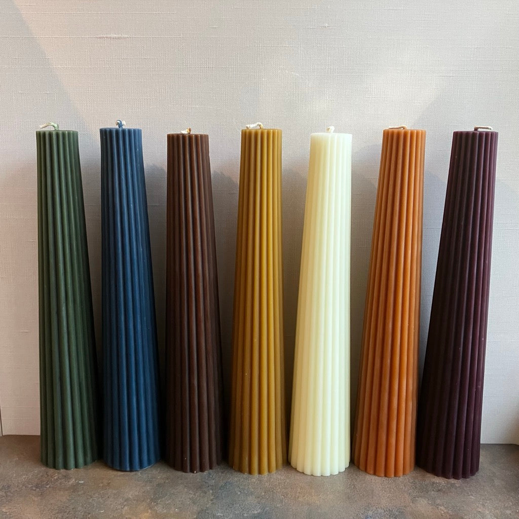 Fluted Pillar Beeswax Candle by Greentree Home Candle