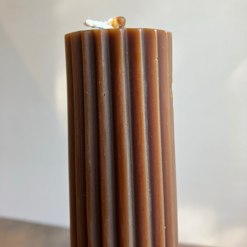 Fluted Pillar Beeswax Candle by Greentree Home Candle