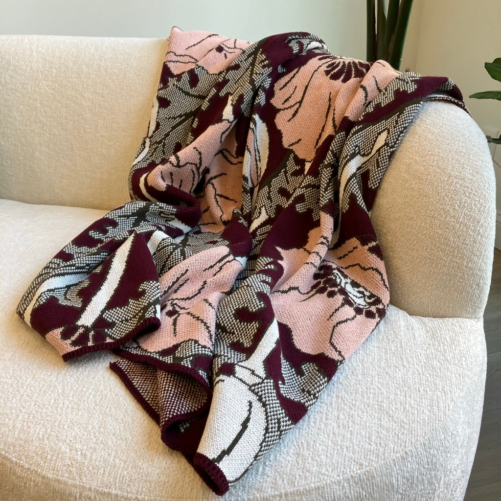 Pavot Art Nouveau Throw Blanket in Dark Green by Maurice Pollard for In2Green