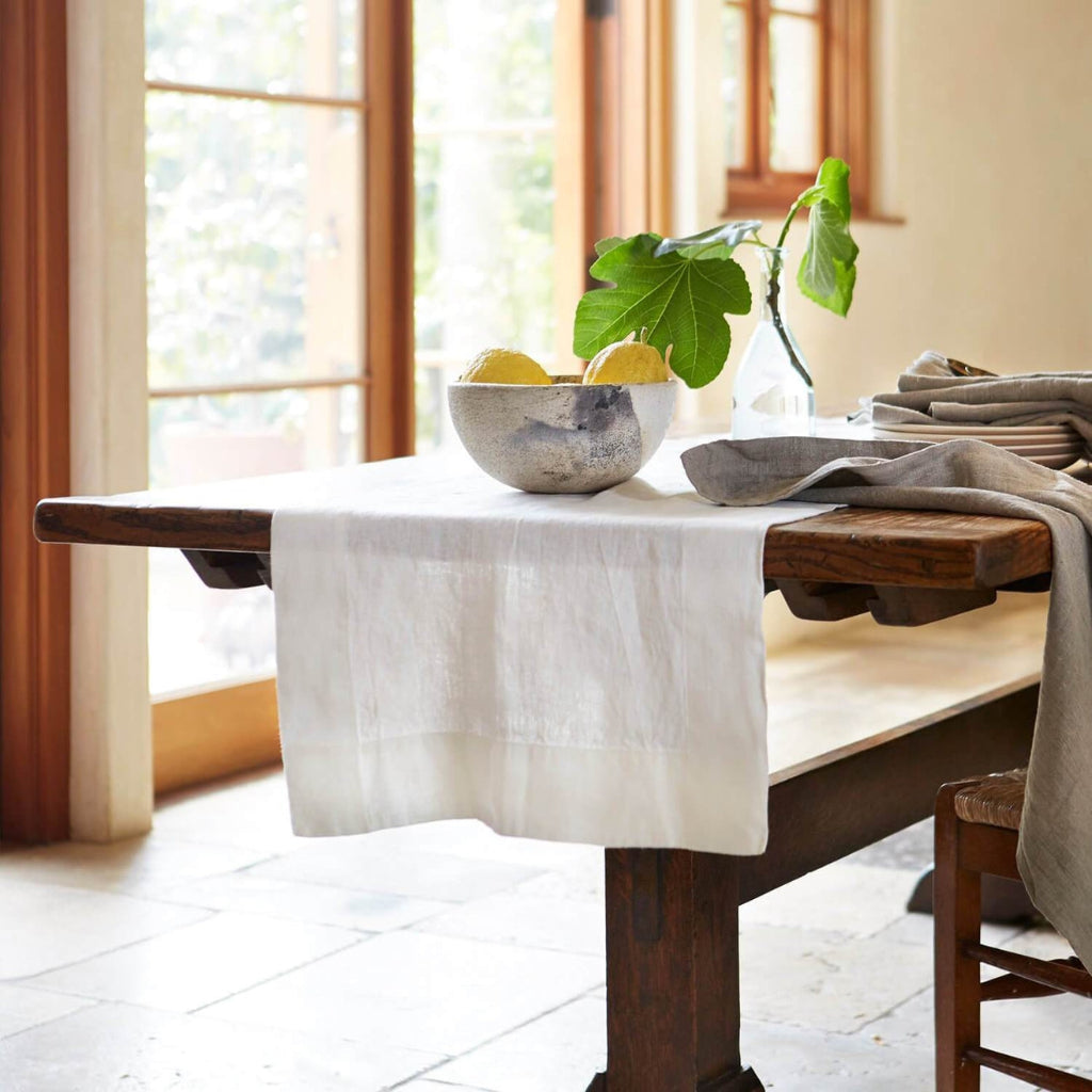Off White 6 Foot Table Runner in European Linen by Rough Linen