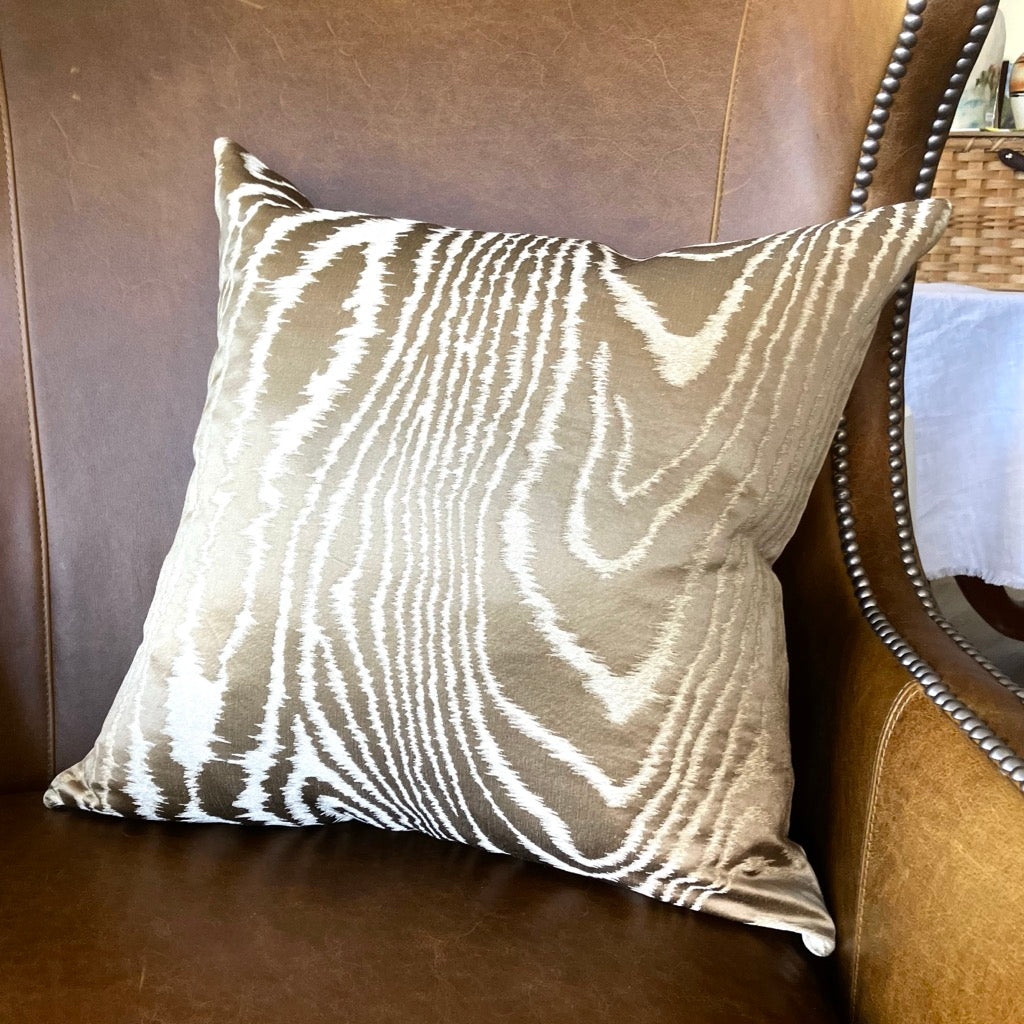 Bronze Faux Bois Throw Pillow by Schumacher