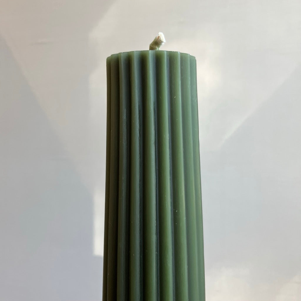 Fluted Pillar Beeswax Candle by Greentree Home Candle