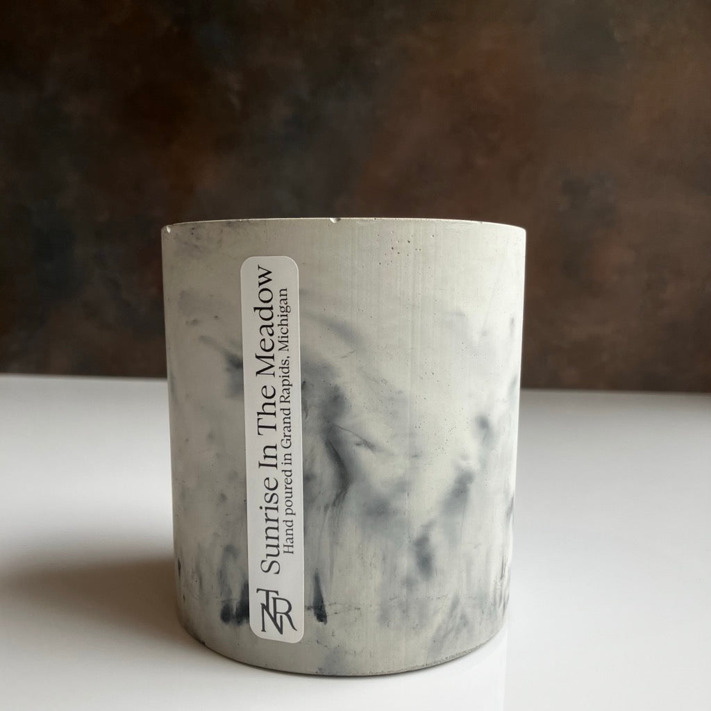 Sunrise In The Meadow Candle in Concrete Vessel