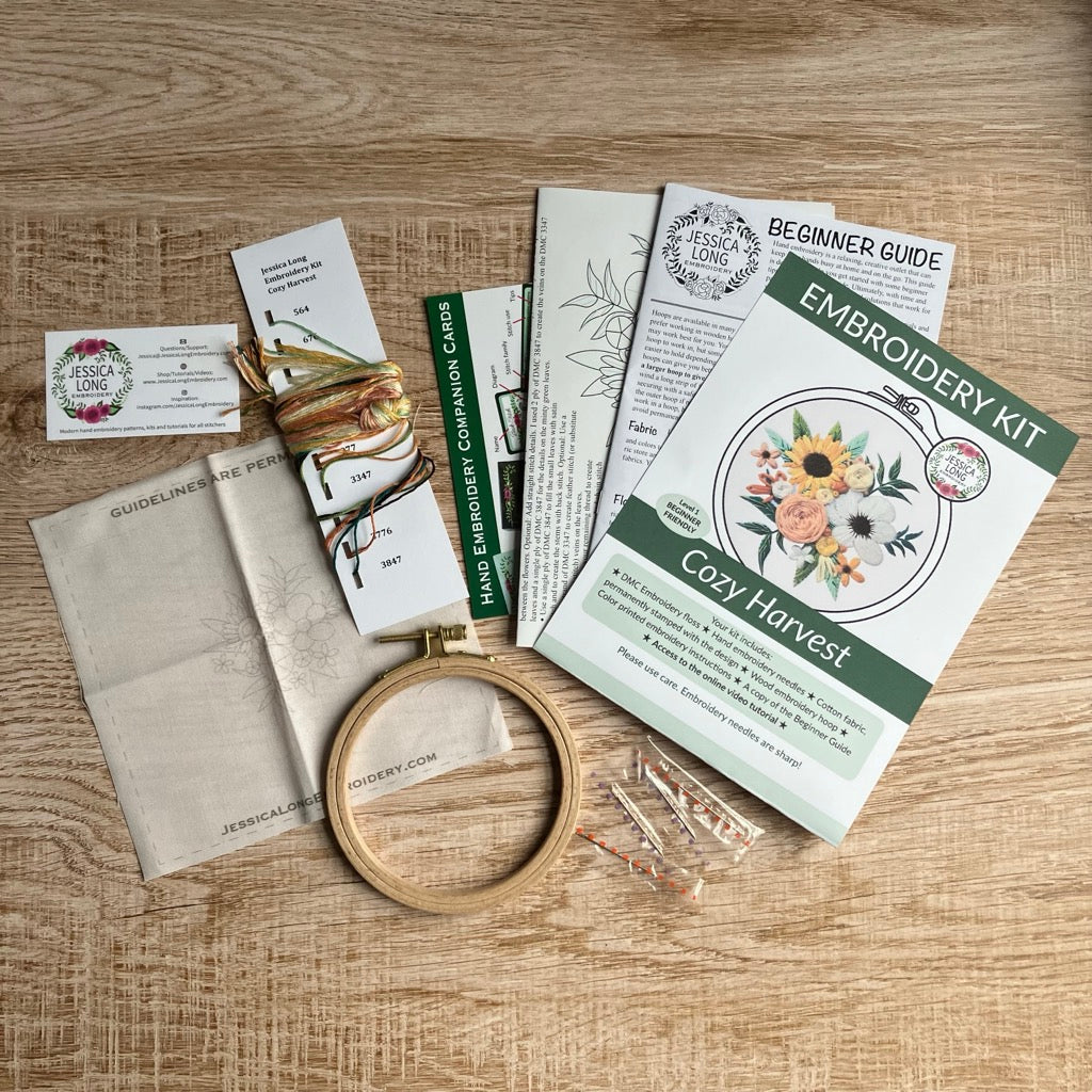 Cozy Harvest Embroidery Kit By Jessica Long Embroidery