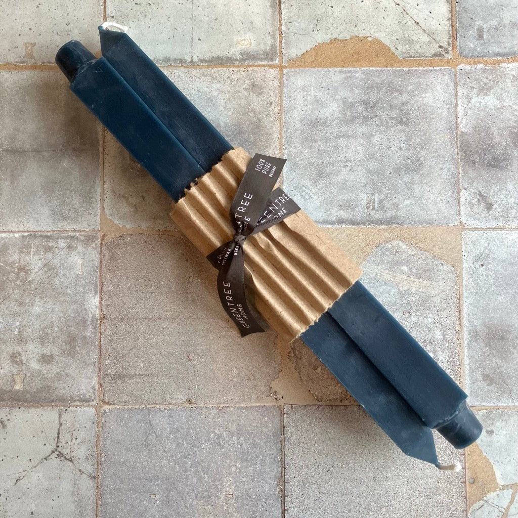 12" Square Taper Candles in Blue Slate by Greentree Home Candle