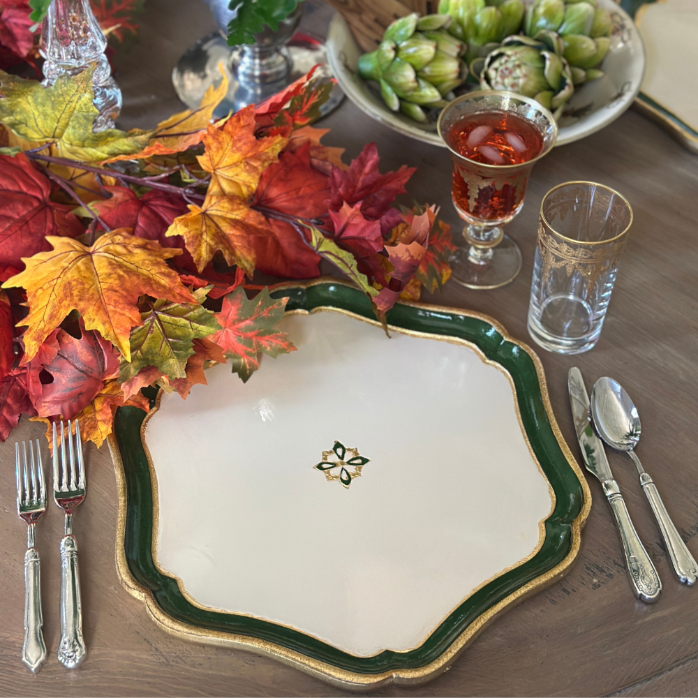 Florentino Baroque Wooden Charger by Arte Italica & Crown Linen Designs