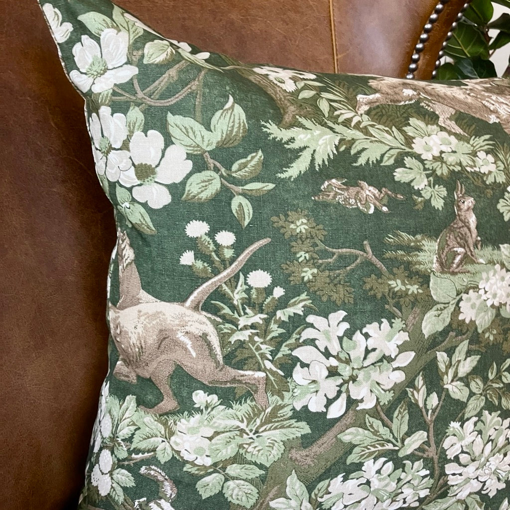 Hound Meadow Throw Pillow by Schumacher