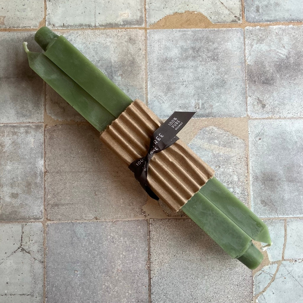 12" Square Taper Candles in Sage by Greentree Home Candle