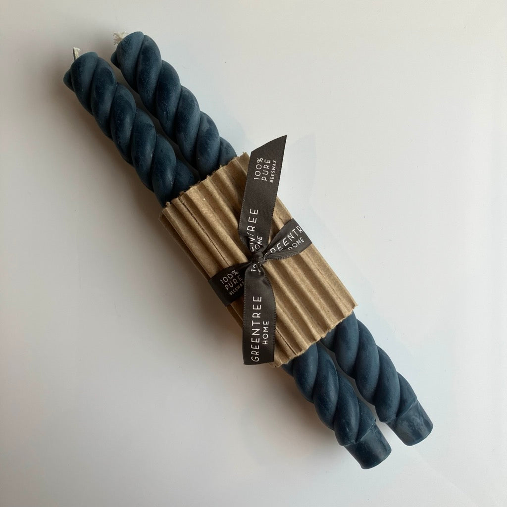 10” Rope Tapers Candles in Blue Slate by Greentree Home Candle