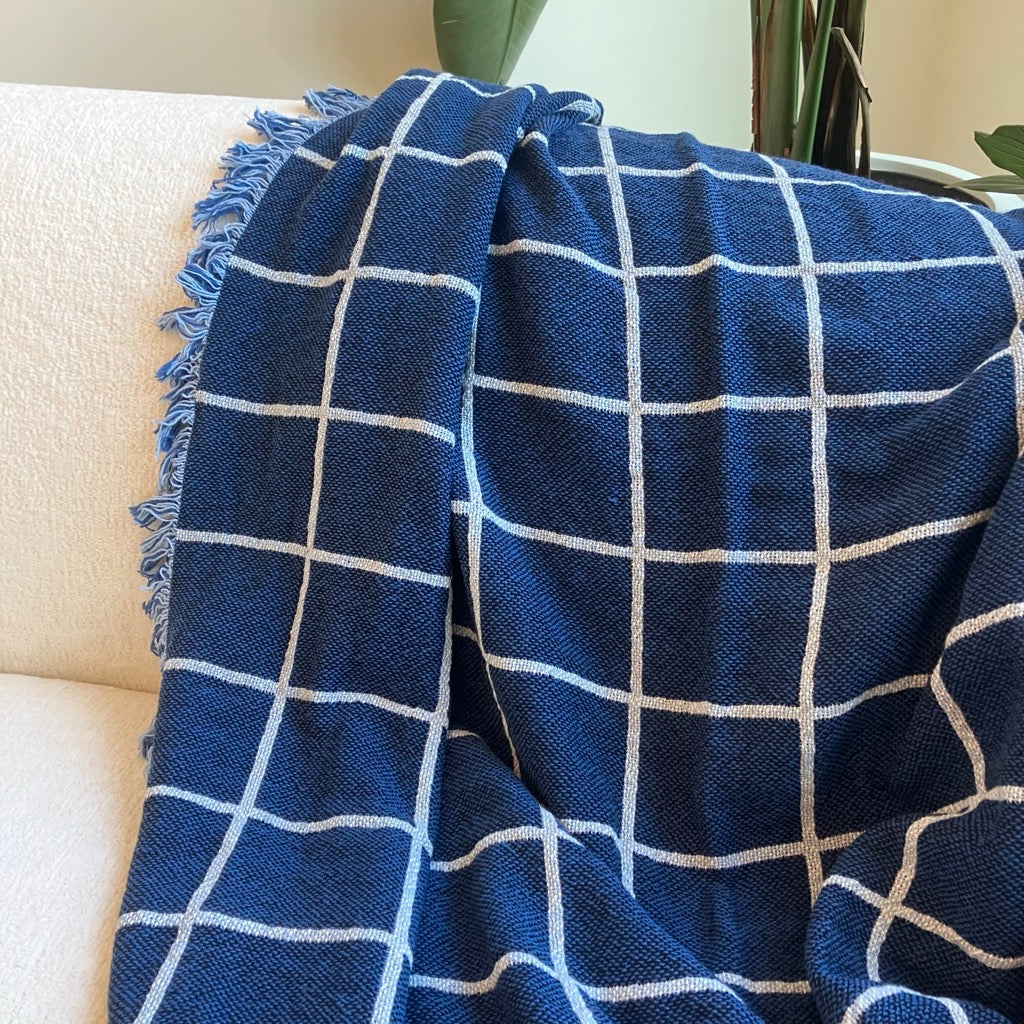 Greer Throw Blanket in Lapis By Kindly Woven