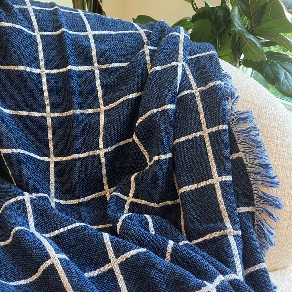 Greer Throw Blanket in Lapis By Kindly Woven