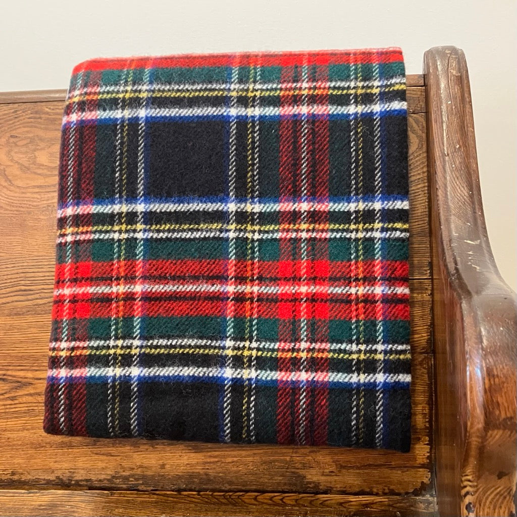 Highland Tweeds Wool Fluffy Throw Blanket in Black Stewart by Prince of Scots