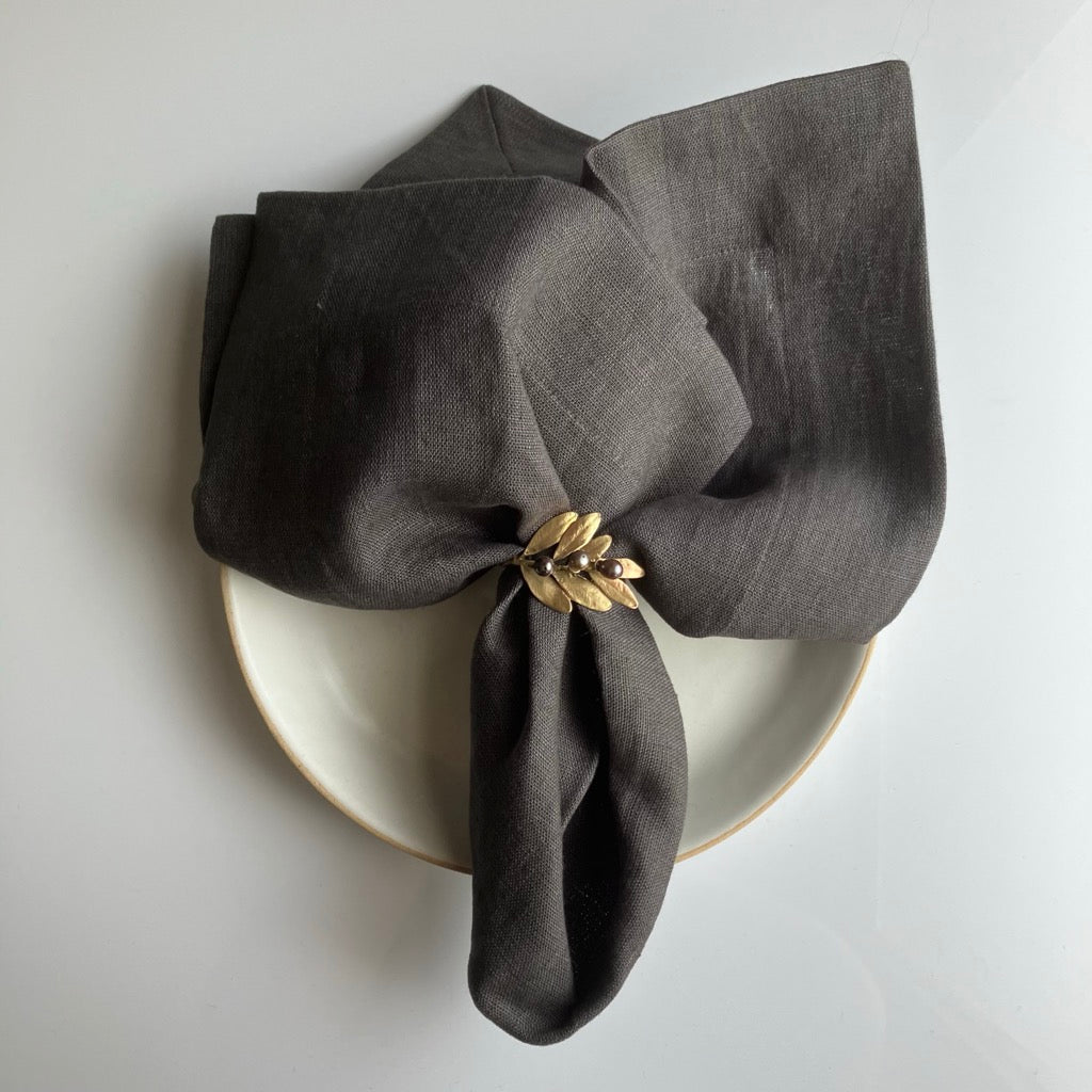 Linen Napkin in Charcoal by Rough Linen