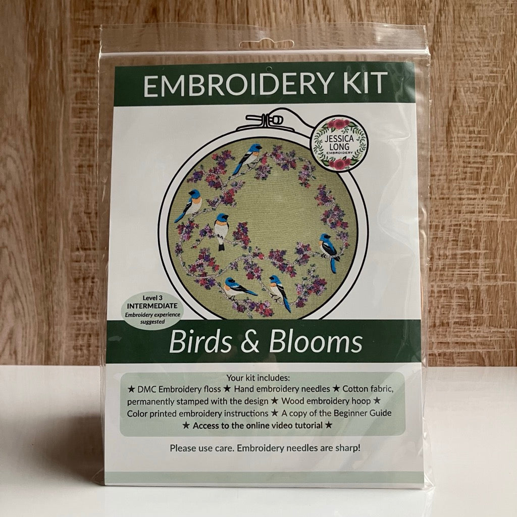 Birds and Blooms Embroidery Kit By Jessica Long Embroidery