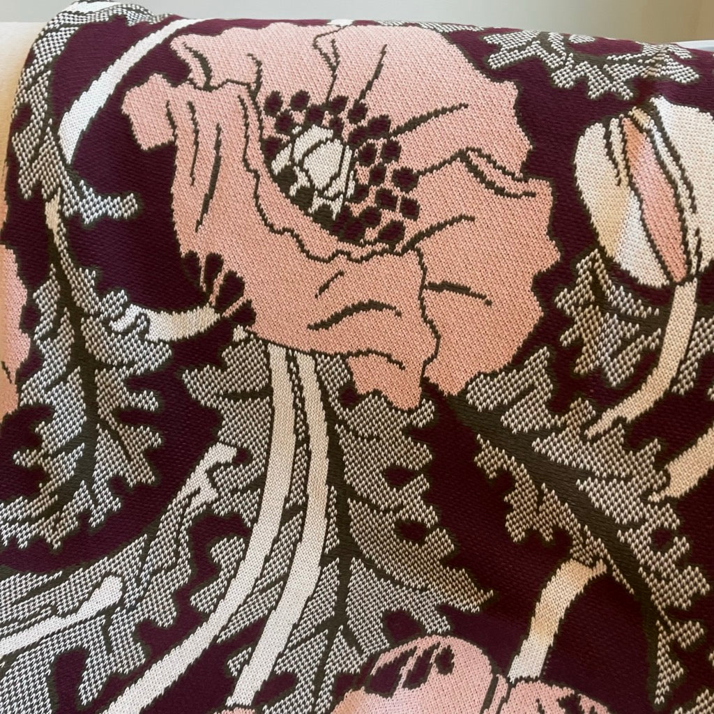 Pavot Art Nouveau Throw Blanket in Dark Green by Maurice Pollard for In2Green
