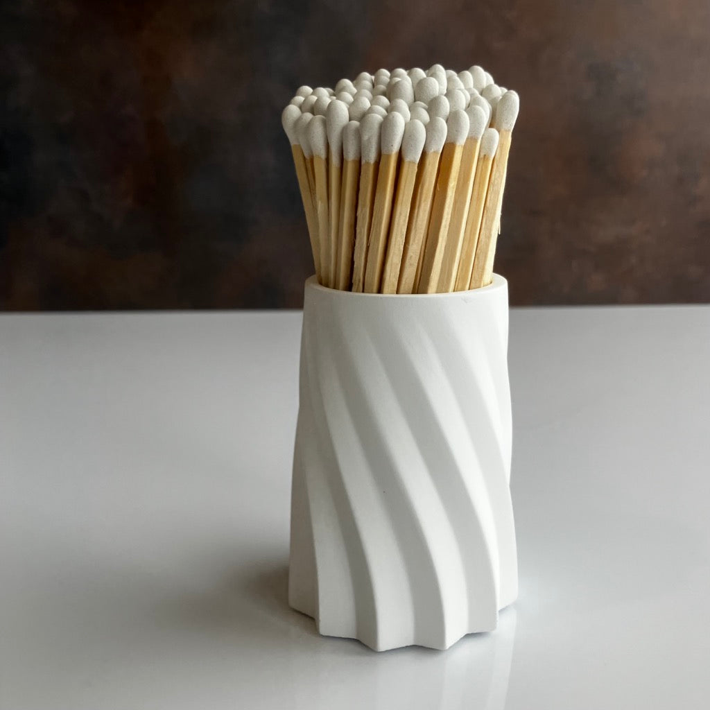 White Concrete Match Holder By Everlasting Candle
