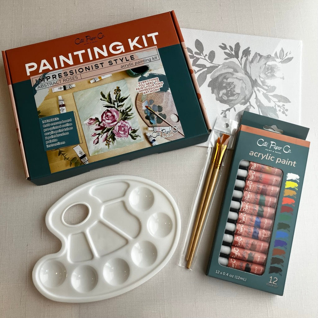 Abstract Rose Impressionist Style Painting Kit by Cate Paper Co.