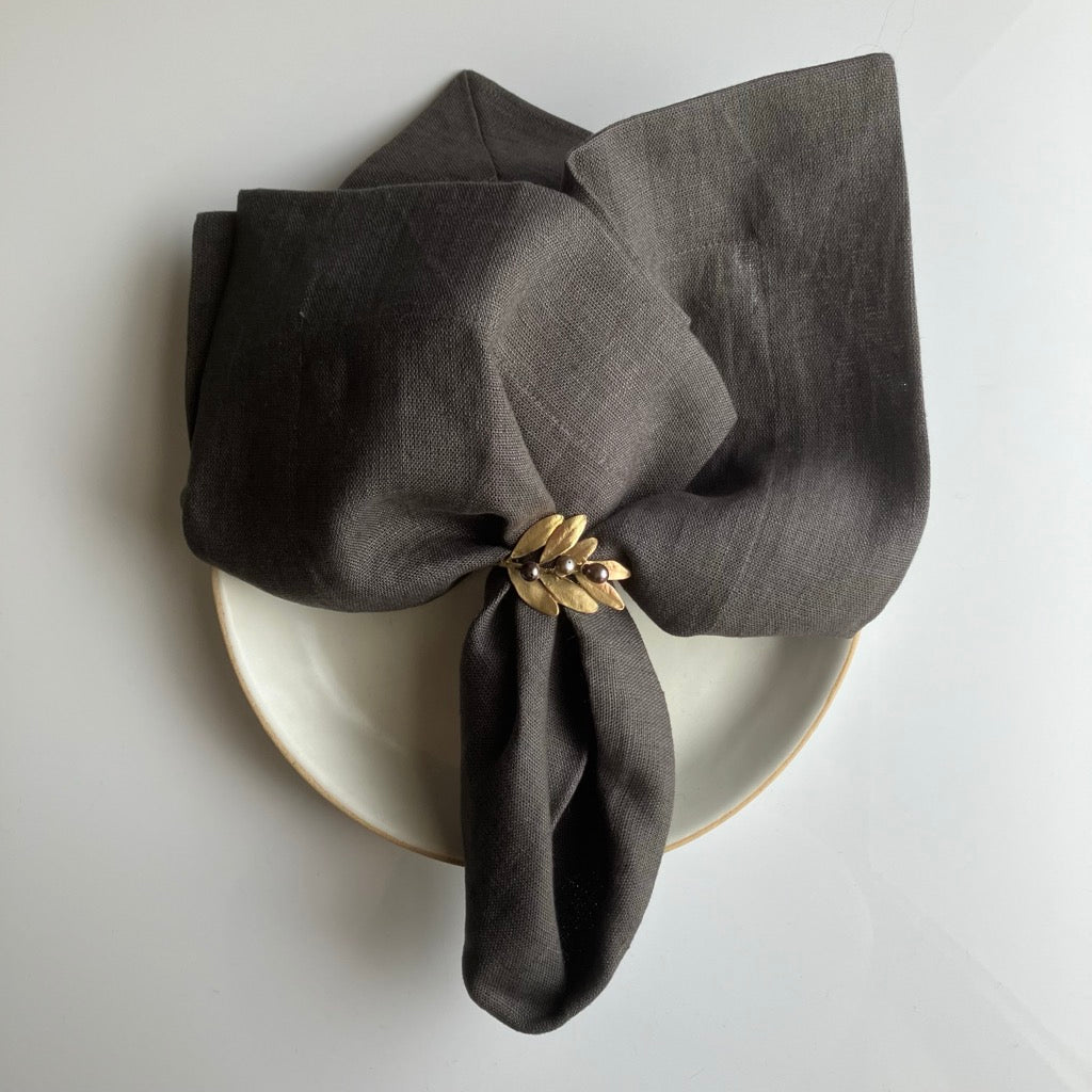 Linen Napkin in Charcoal by Rough Linen