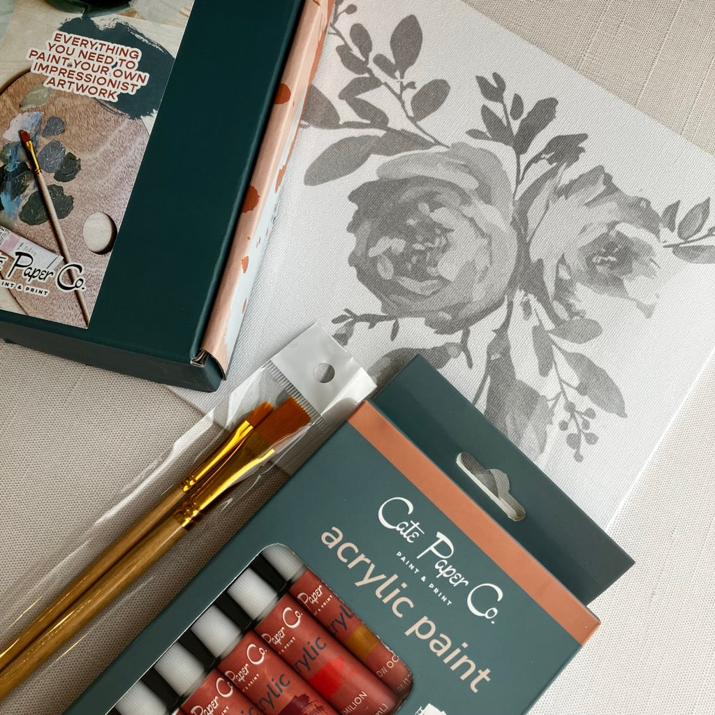 Abstract Rose Impressionist Style Painting Kit by Cate Paper Co.