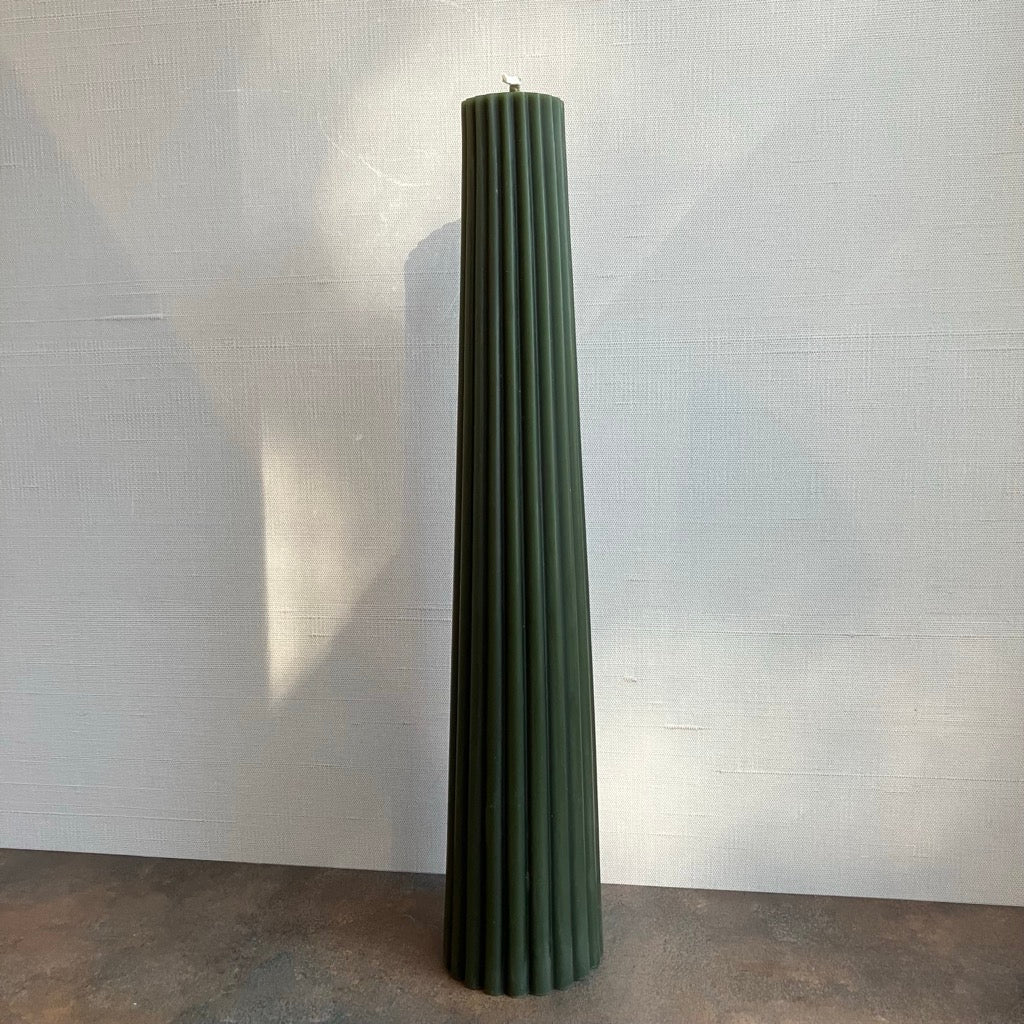 Fluted Pillar Beeswax Candle by Greentree Home Candle