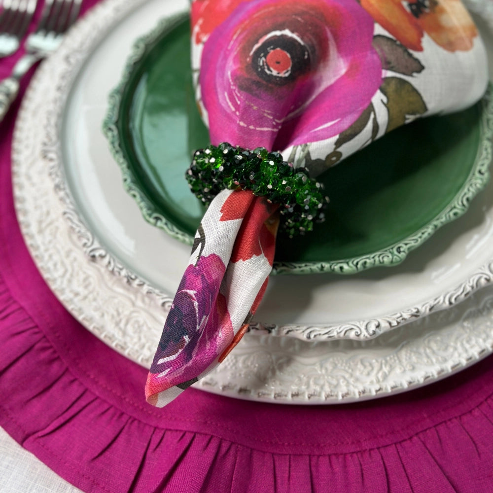 Round Ruffle Linen Placemats by Arte Italica & Crown Linen Designs