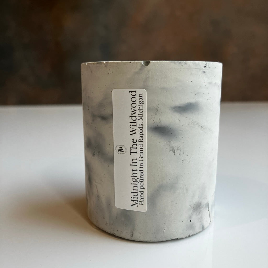 Midnight in Wildwood Candle in Concrete Vessel