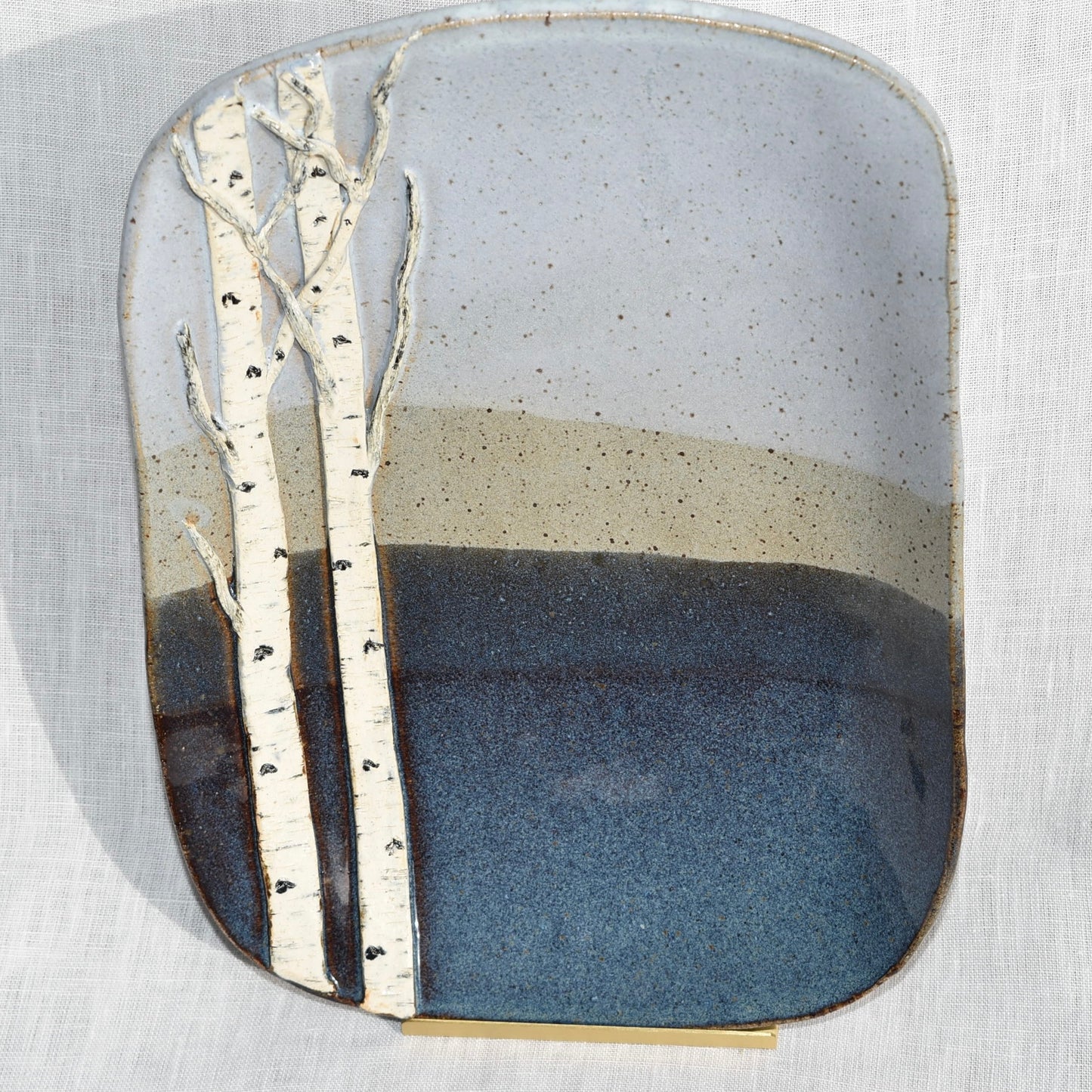 Large Blue Tone Birch Dish by Jan Toscano