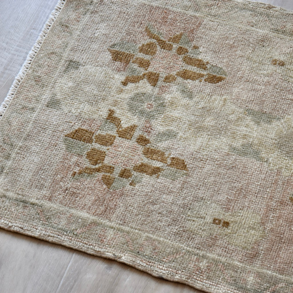 Vintage Hand Knotted Rug in Blush, Brown, Beige by Tara Dennis Design