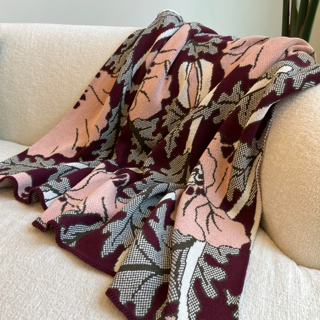 Pavot Art Nouveau Throw Blanket in Dark Green by Maurice Pollard for In2Green