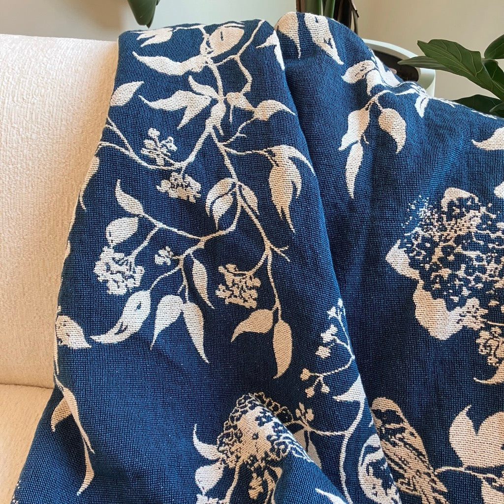 Wren Throw Blanket in Tidesong By Kindly Woven