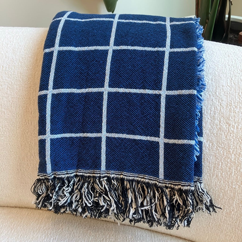 Greer Throw Blanket in Lapis By Kindly Woven