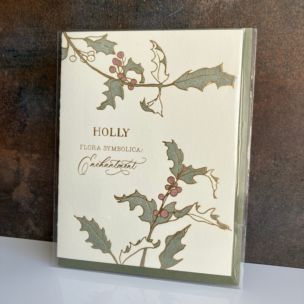 Holly - Language of Flowers Greeting Card By Ciarra Claire