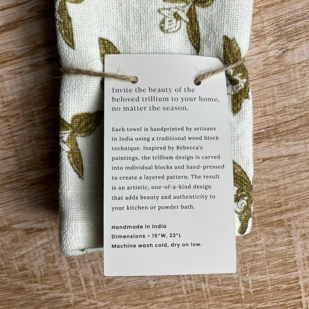 Trillium Tea Towel by Rebecca Deneau