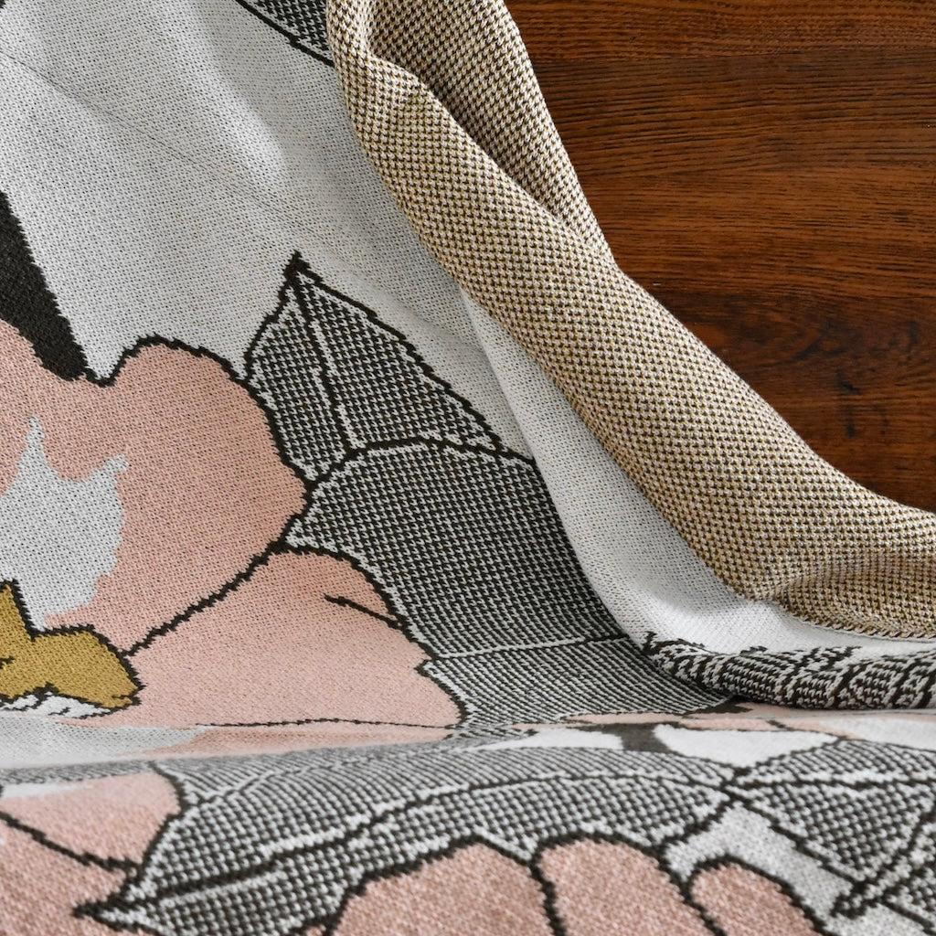Prairie Rose throw blanket in pink by Hannah Borger Overbeck for In 2 Green