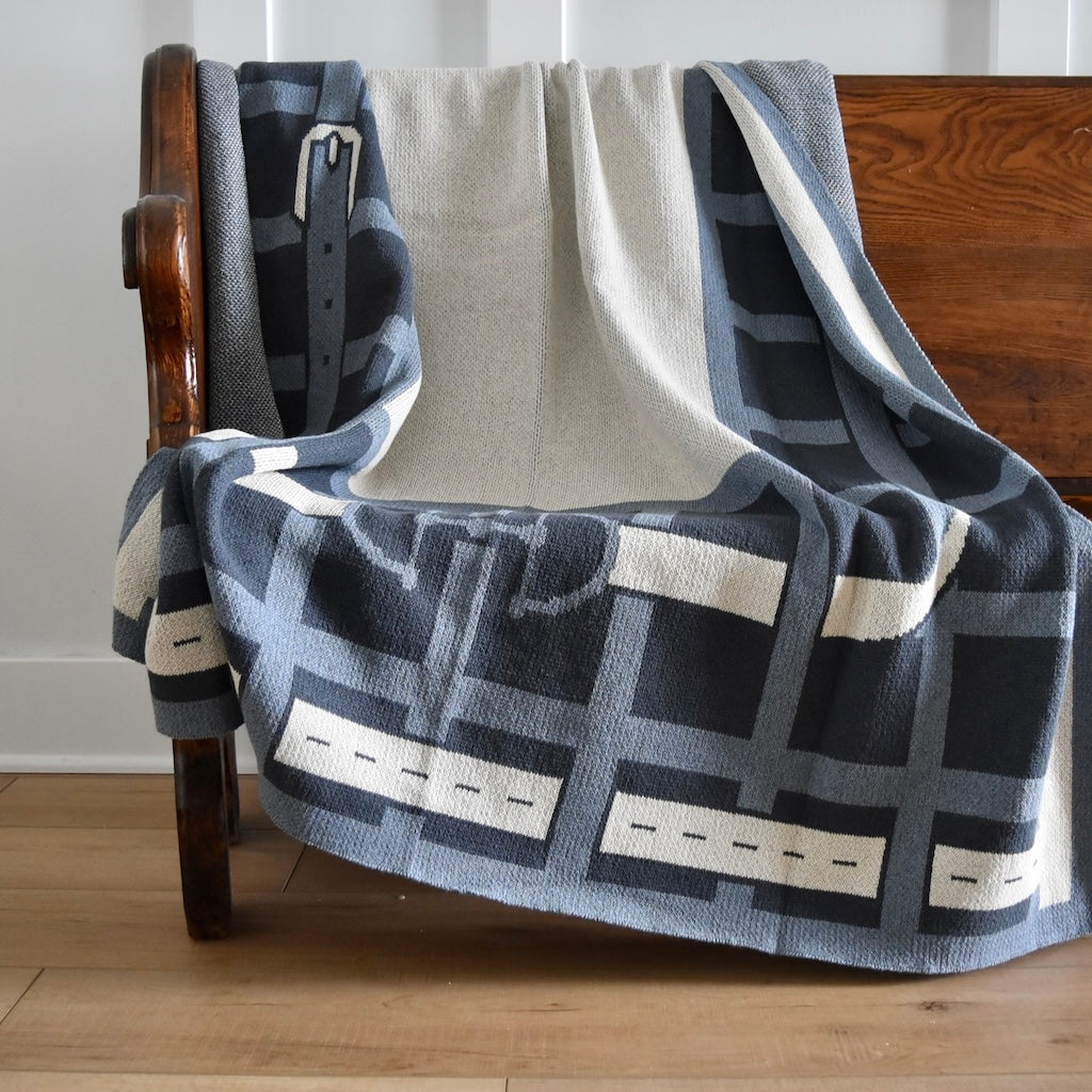 Equestrian Lattice throw blanket in Blue by In 2 Green
