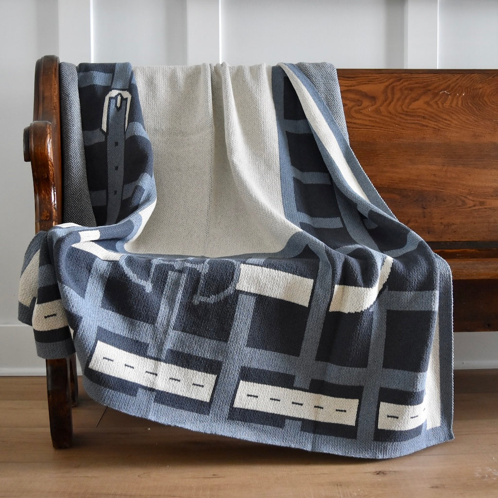 Equestrian Lattice throw blanket in Blue by In 2 Green