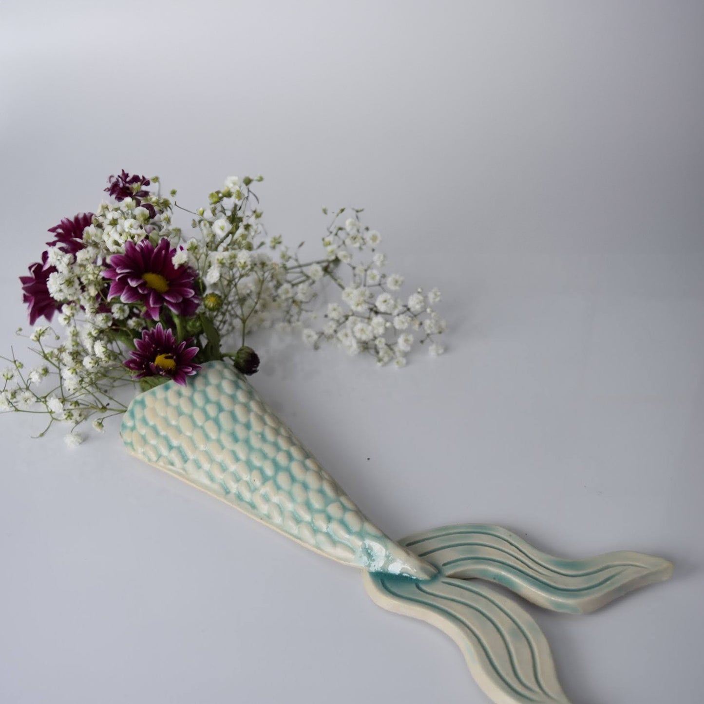Mermaid Tale Wall Vase in Teal by Sky Mage