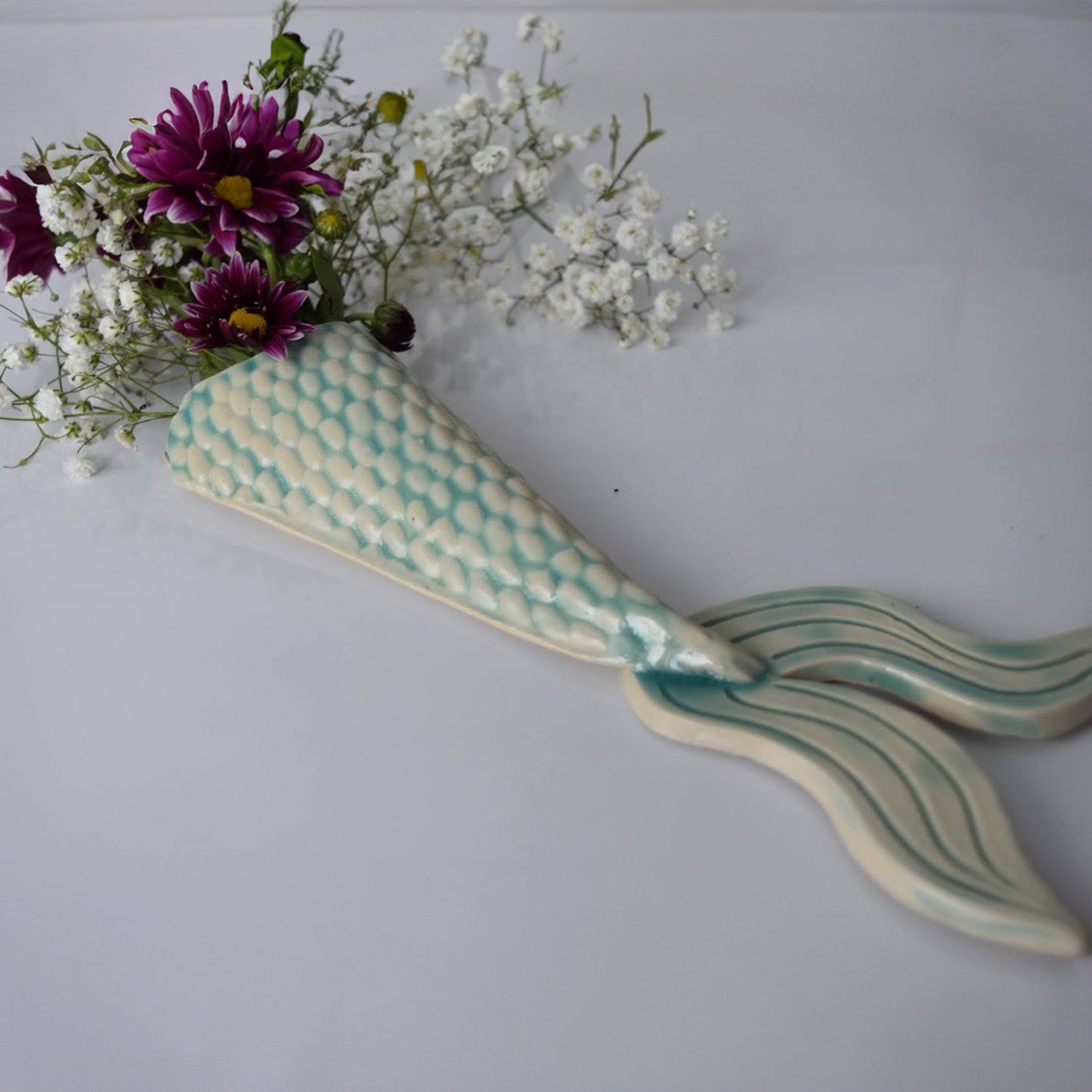 Mermaid Tale Wall Vase in Teal by Sky Mage