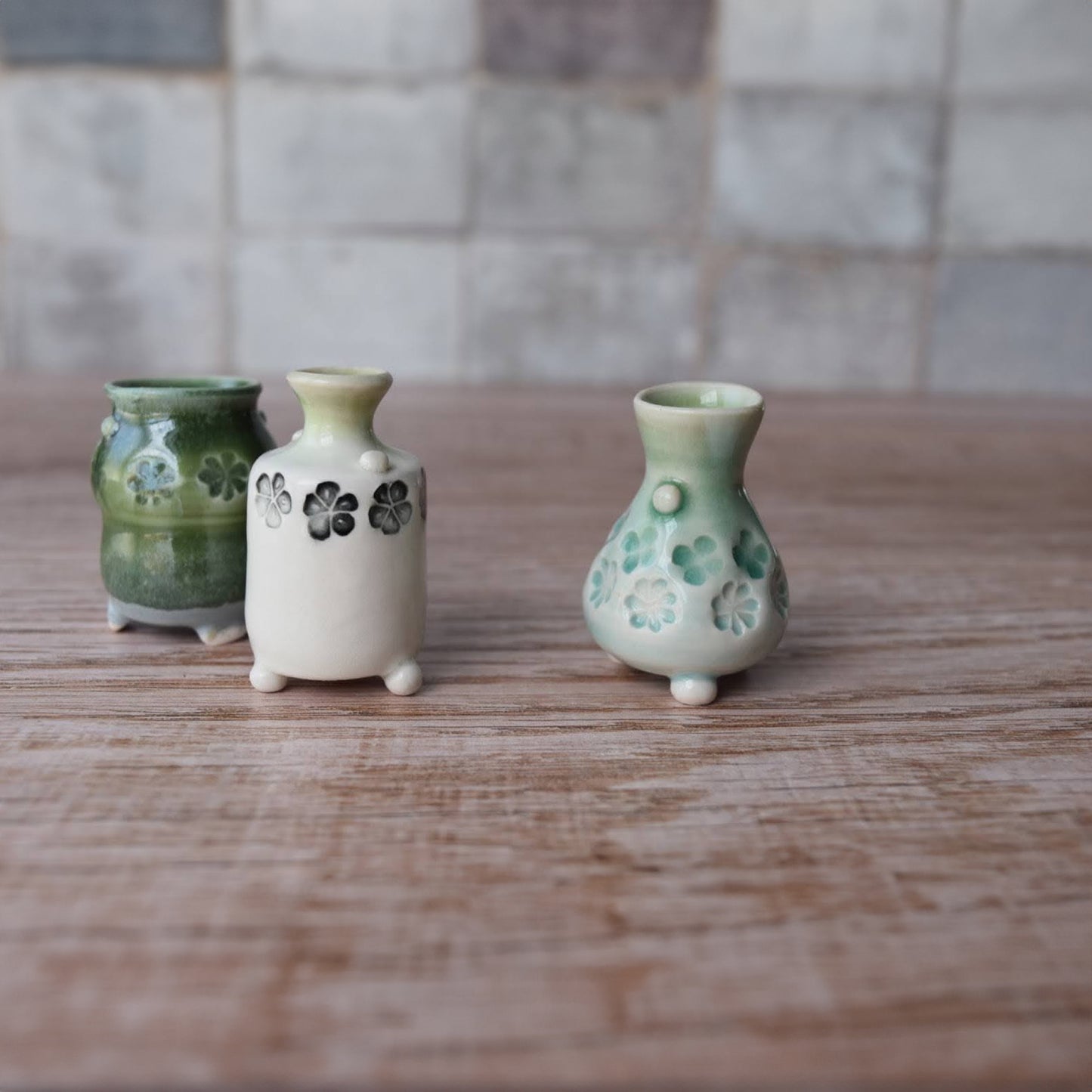 Miniature Bud Vase Trio in Apple by Sky Mage