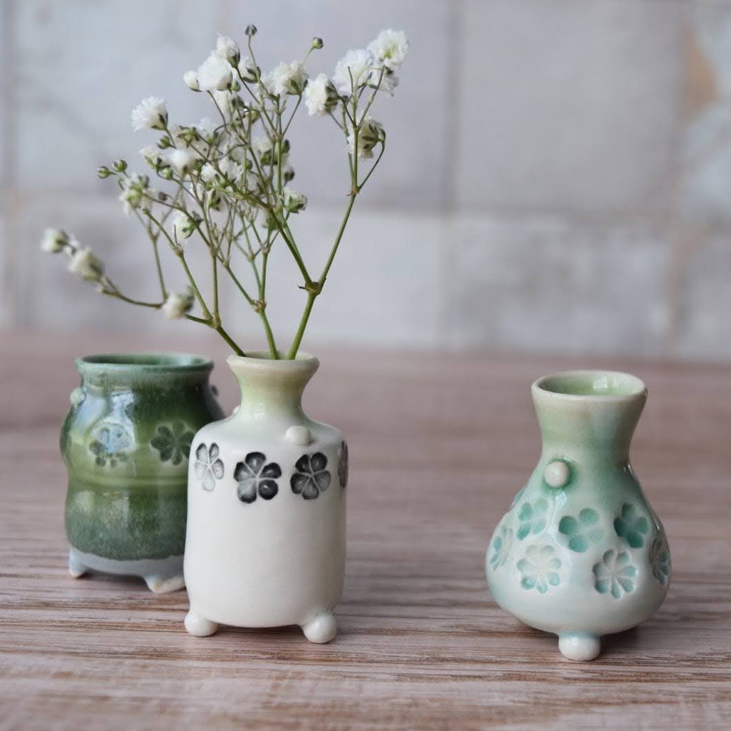 Miniature Bud Vase Trio in Apple by Sky Mage