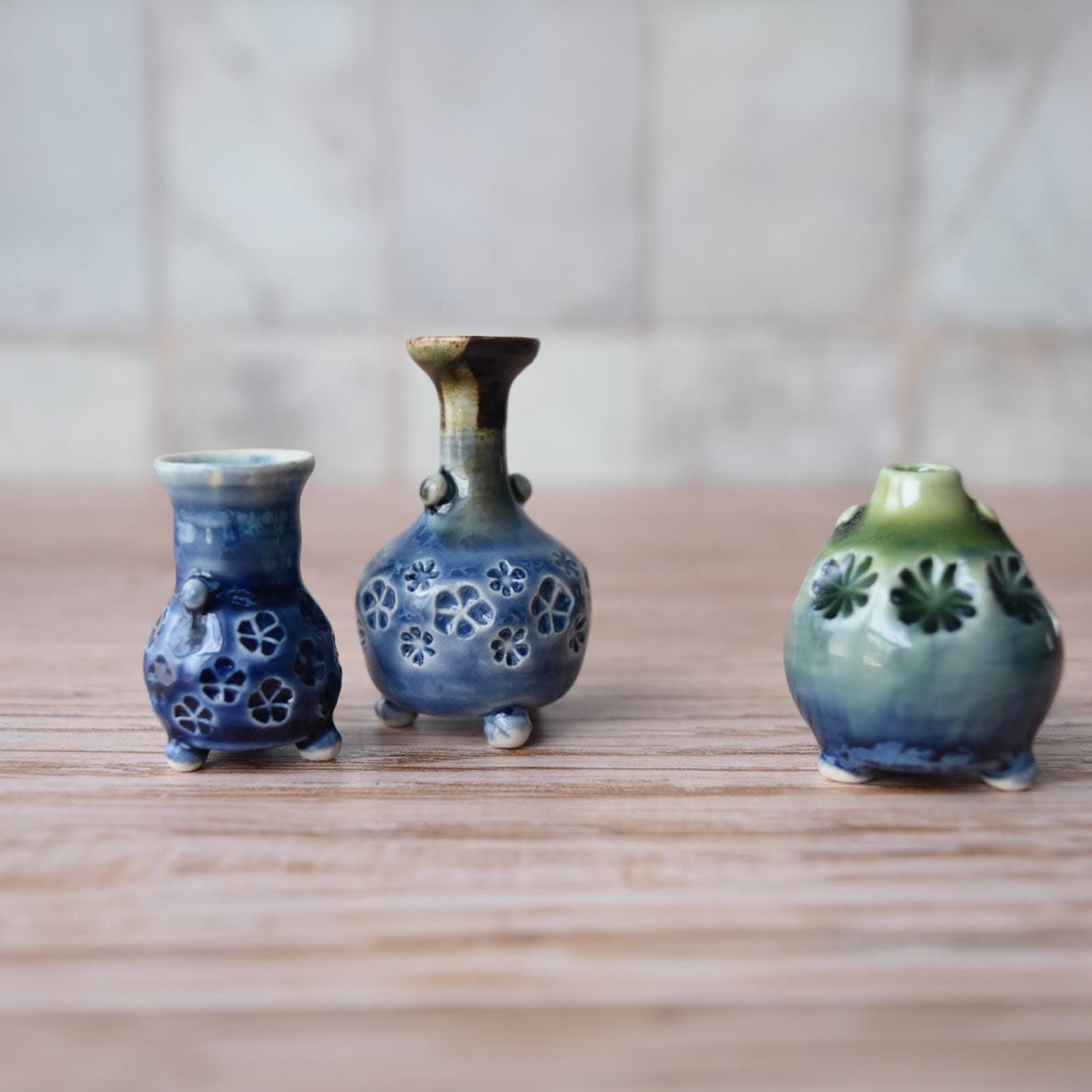 Miniature Bud Vase Trio in Blueberry by Sky Mage