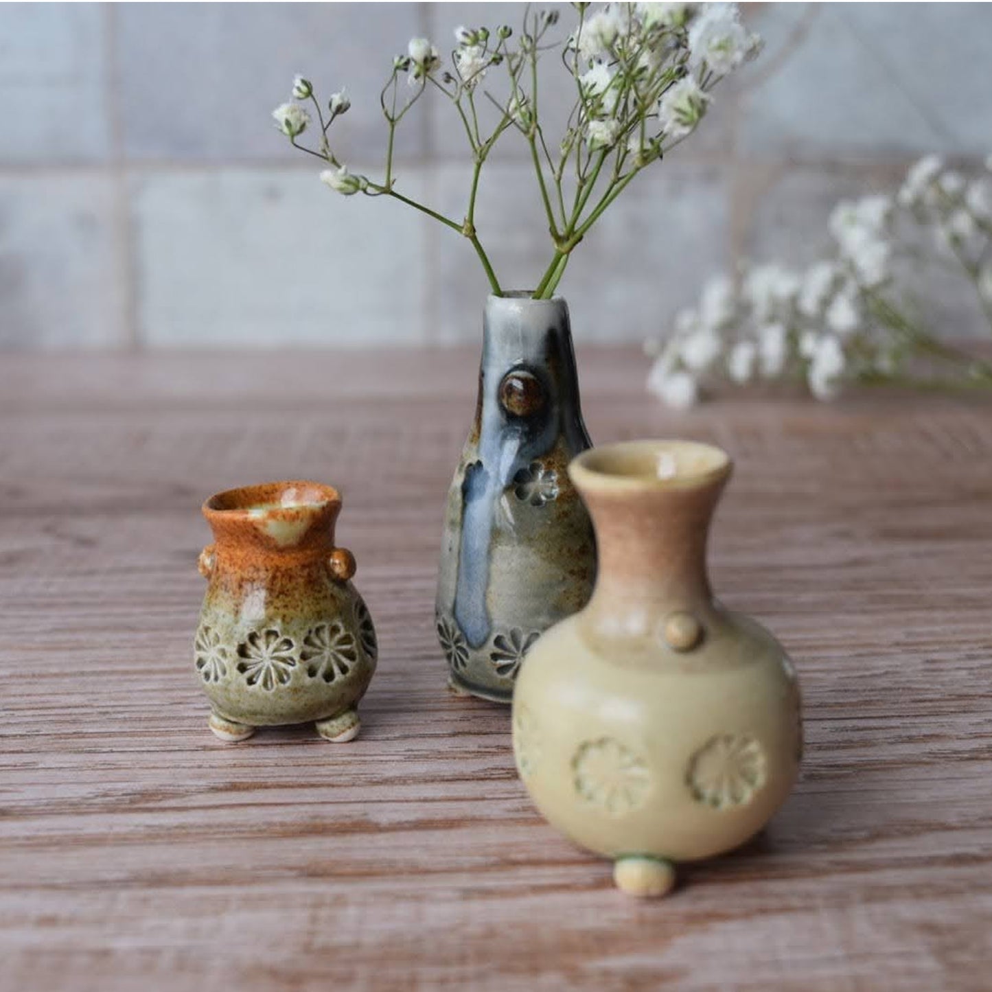 Miniature Bud Vase Trio in Coconut by Sky Mage